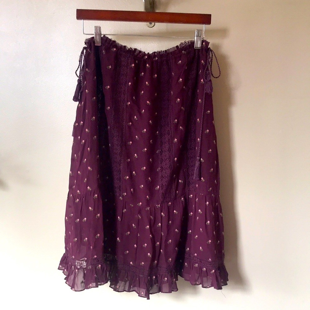 Ulla Johnson adjustable bohemian silk drawstring midi skirt